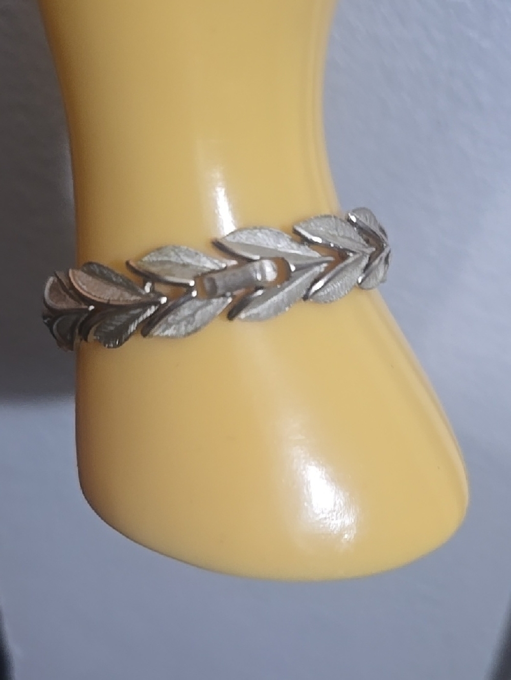 Vintage Trifari Silver-Plated Brushed Leave Link Bracelet, Circa 1960s